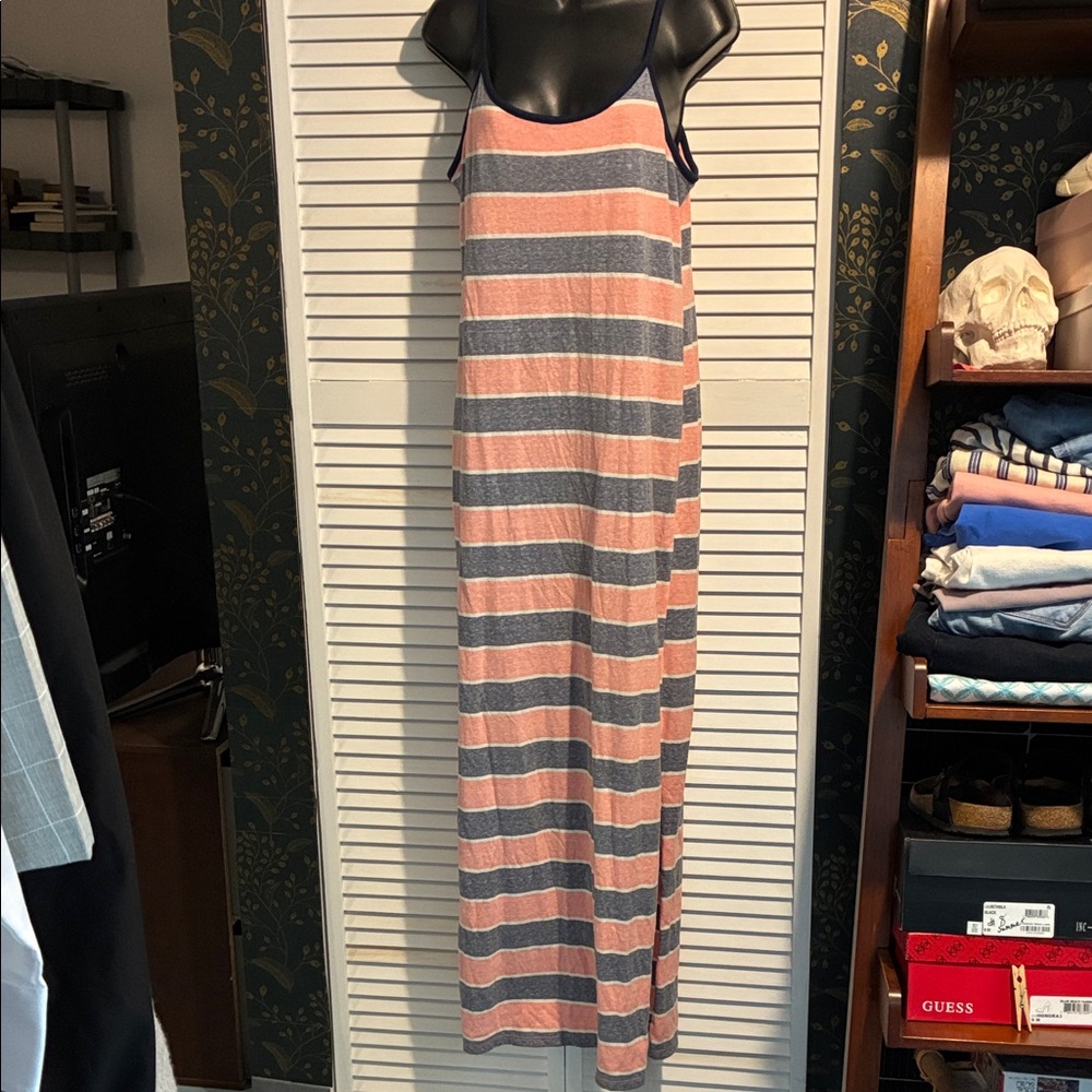 SO Women's Striped Maxi Dress - Pink and Blue